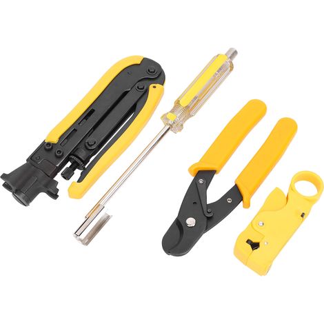 Pince À Sertir Et À Dénuder - Câble Coaxial RG6 RG59 RG11 - Tête En Acier 50 - Poignée Plastique - 1 Pièce (1/5)