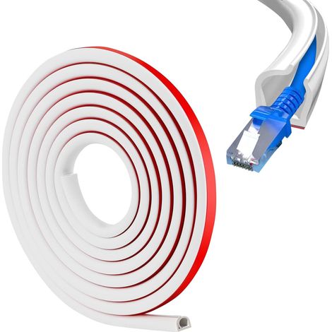 5M Wide Flexible Cable Duct Self Adhesive Semicircular Cable Cover for Floor, Wall, Home, Office, Cable Change Without Disassembly (5M) - White (1/5)
