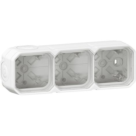 Legrand 069688L Caja de superficie estanca blanca Plexo, 3 posiciones horizontales o verticales, con 5 tapones (1/5)