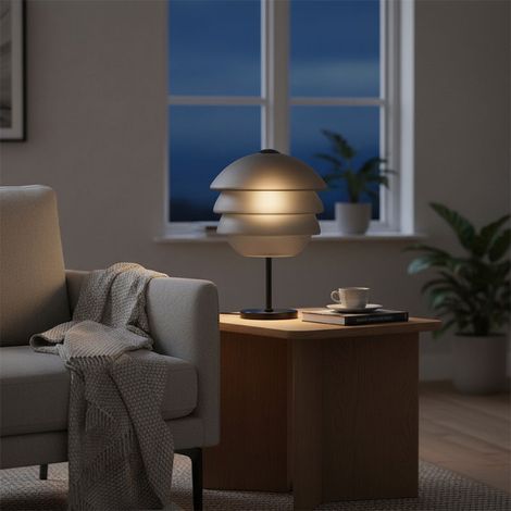 Lampe à Poser Athéna Grise Verre fumée Métal 29x29x42cm (1/2)