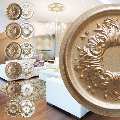 Rosette en polystyrène - décor intérieur, stuc plafond et mur EPS - or: R-12 - Ø 43cm, grand gold