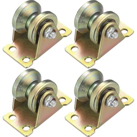 V-groove lifting pulley – 4-piece set in 45 steel – High maximum load – Easy installation for sliding doors (1/5)
