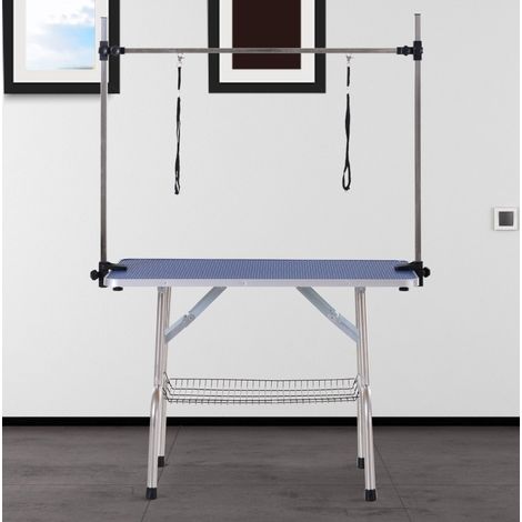 Mesa de peluquería para perros y gatos 107 x 60 x 170 cm azul HAVRYA (1/5)