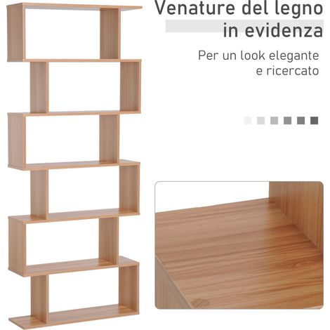Étagère design en bois 6 niveaux, rangement pour salon, maison et bureau. (1/5)