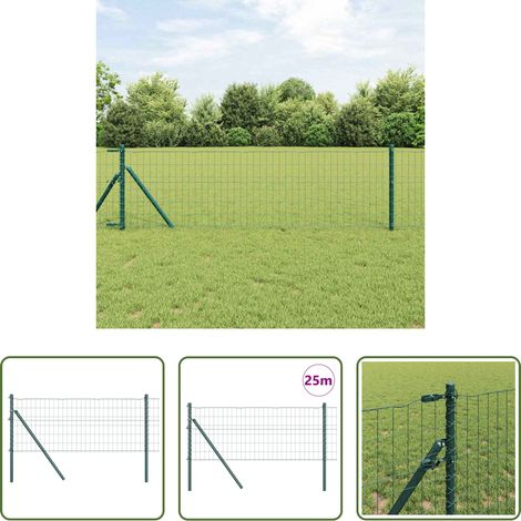 Terrassenzaun - Zaun mit Pfosten Grün 0,8 x 25 m Stahl und PVC (1/5)