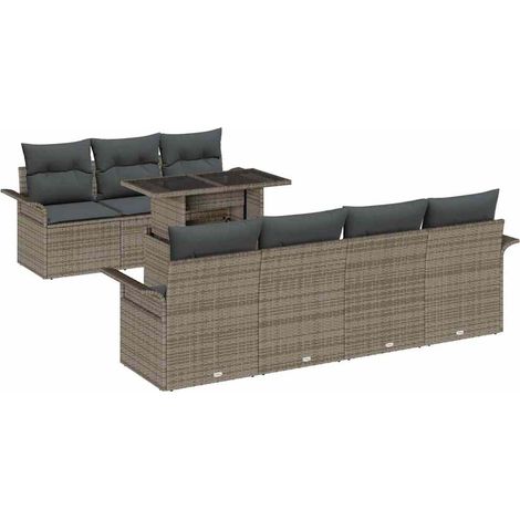 Maison Exclusive - Set Divano da Giardino 8 pcs Grigio Rattan in Polipropilene