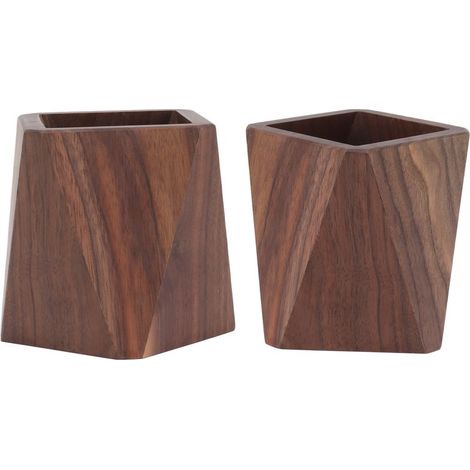 Porte-pinceaux de maquillage - Porte-stylo en forme de losange en bois de noyer noir