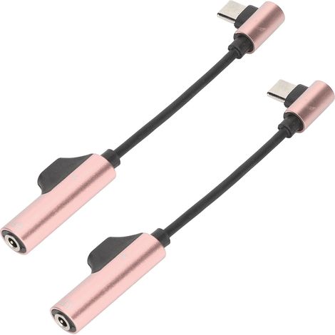 2Pcs Adaptateur Audio USB-C vers Jack 3.5mm Flexible et Pliable pour Smartphone, Tablette, Ordinateur Portable - Rose (1/5)