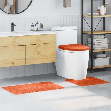 Ensemble 3 tapis de bain antidérapants en PP orange avec tapis WC - PANGIVO (1/5)