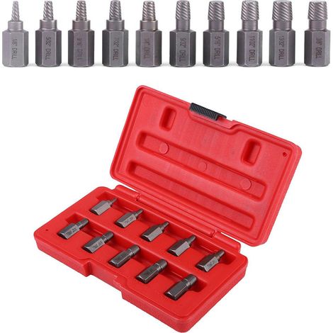 Kit de 10 extracteurs de vis de 3,2 à 10,3 mm pour goujons endommagés par la rouille. (1/5)
