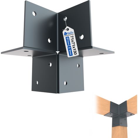 Connecteur d’angle pour pergola 71 x 71 mm – Revêtement poudré anthracite – Équerre d’angle 3 voies – Gazebo et pergola en bois – GeZu Impex