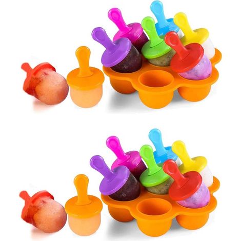 Moldes de silicona de 2 piezas para cubitos de hielo, Con palitos, Congelador, Máquina de hielo, Mini moldes para cubitos de hielo, Morado oscuro (1/5)