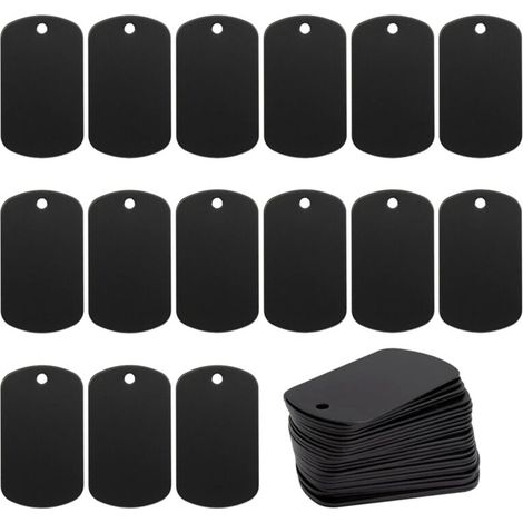 50 PièCes D'Estampage en MéTal Noir pour Estampage, Gravure D'éBauches Aluminium Porte-CléS éTiquette de Chien Vierge (1/4)
