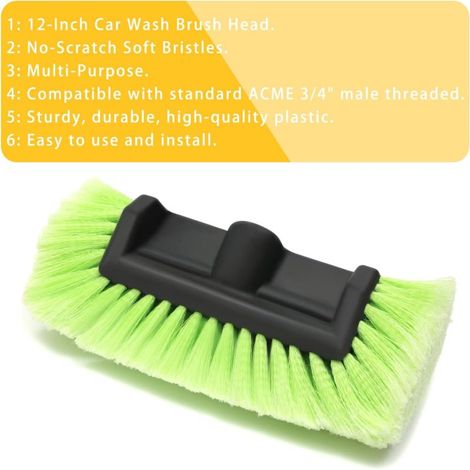 Brosse de lavage auto à poils souples pour camping-car, camion, bateau, caravane, usage intensif, triple couche verte (1/4)