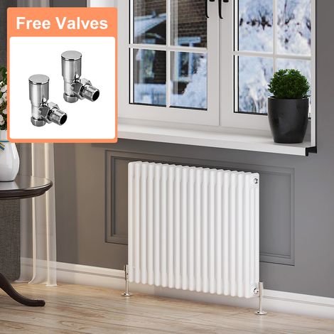 ELEGANT Traditional Horizontal Radiator White Triple Column Radiator Central Heating Column Rads with Valves 600 x 821 mm (1/5)