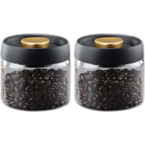 Boîte hermétique en verre borosilicate sous vide pour grains de café (Or, 500 ml)