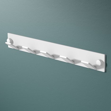 Mai & Mai Kleiderhaken Wandgarderobe Wandhaken aus Edelstahl mit 5 Haken Garderobenleiste Garderobenhaken 30cm Matt weiß Stalo-03