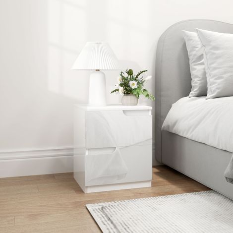meuble rangement 2 tiroirs table salon 40 cm blanc bois OKMYHOME (1/5)