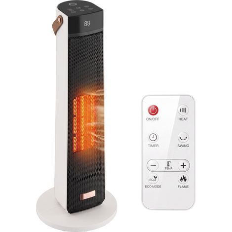 HOMCOM Portable Space Heater with Realistic Flame Effect, 2000W Ceramic (1/5)