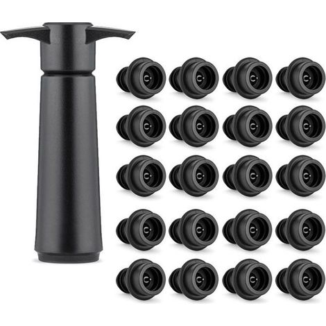 Pompa sottovuoto per vino con 20 tappi riutilizzabili per conservare la freschezza del vino, accessori per il vino. (1/4)