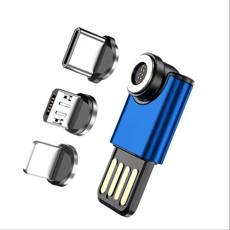 Mini adaptateur magnétique Portable USB 3A 540 degrés, Charge rapide, tête Android/Type c/tête Apple (1/5)