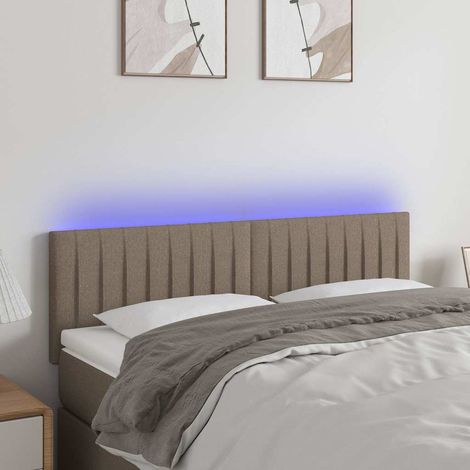 vidaXL Cabecero con LED de tela gris taupe 144x5x78/88 cm (1/5)