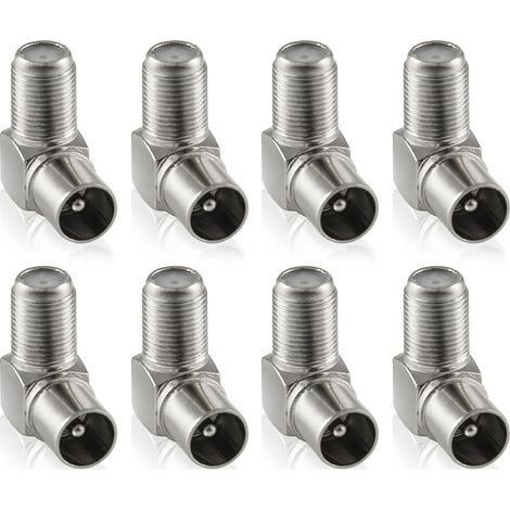 Adaptateur Antenne - Coudé 90 Degrés - F Vers IEC - Pour Cable Coaxial - Argent - 1 Pièce (1/5)