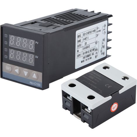 Kits de régulateur de température PID 110-240 V CA 0-400 °C + relais statique 40 A + sonde de type K M6 de 1 MΩ (1/5)