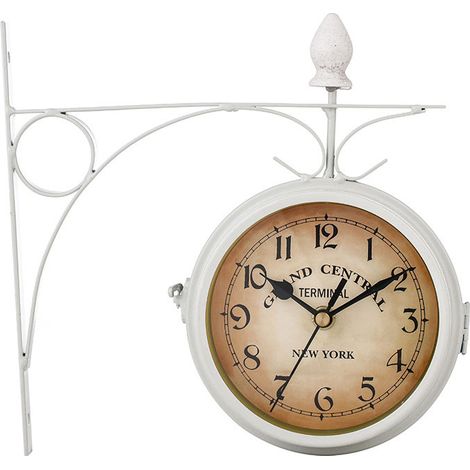 Reloj de pared para jardín, de doble cara, blanco y negro. (1/4)