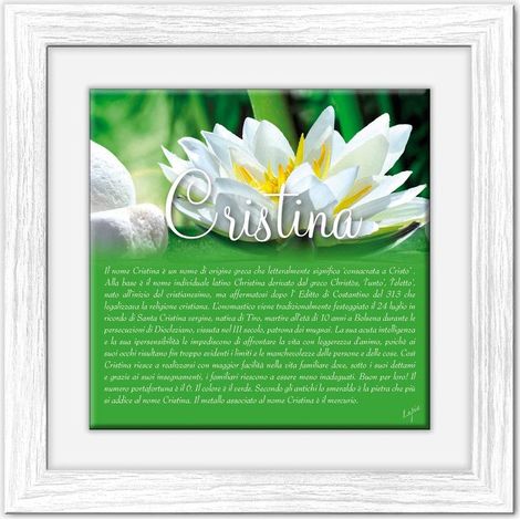 Lupia - Quadro mattonella Ceramica Modern White 29x29 cm con significato del nome Cristina (1/4)