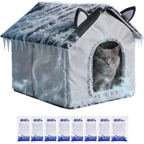 Niche rafraîchissante pour Chat, avec 8 Blocs de Glace, abri isolé étanche Pliable pour Chat, Niche rafraîchissante pour Chiot, Repos de Sommeil, été, intérieur et extérieur (1/5)