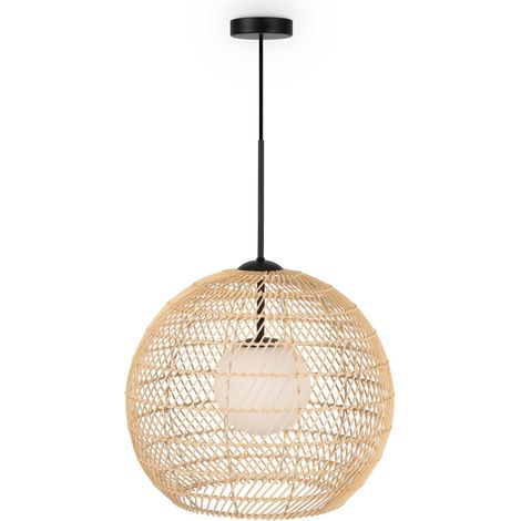 Maytoni Cane Plafonnier moderne en forme de dôme de 40 cm, noir, 1 abat-jour G9 beige (1/5)