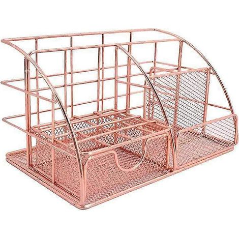 Schreibtisch-Organizer, Metall-Schubladenbox mit Stiftehalter für Büro, Schule und Zuhause, Roségold (1/5)
