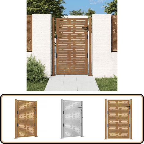 Portail de jardin 105x130 cm acier corten conception de carré - Portail De Jardin - Portails De Jardin - Clôture - Porte De Sécurité - Acier Corten (1/5)