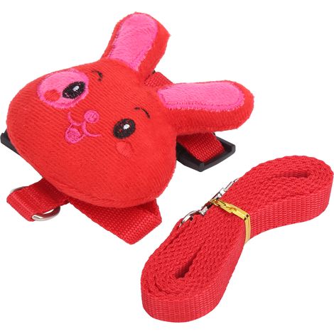 Ensemble laisse et harnais fantaisie pour petit lapin, en nylon résistant, idéal pour les promenades en traction, rouge, taille M. (1/5)