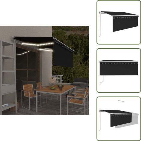 Protection UV - vidaXL Auvent automatique capteur de vent et LED 3x2,5 m Anthracite - Store automatique (1/5)