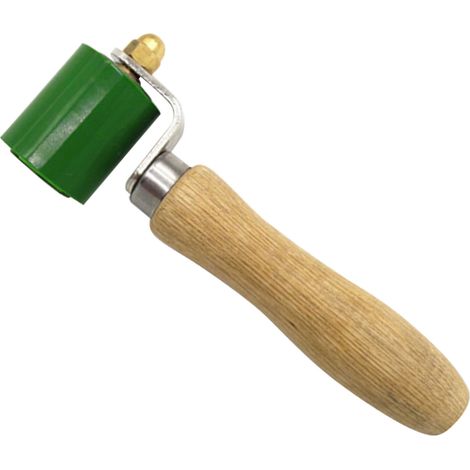 Rouleau de pression à main ergonomique avec manche en bois, revêtement PVC imperméable et résistant à la chaleur, rouleau de pression vert (1/5)