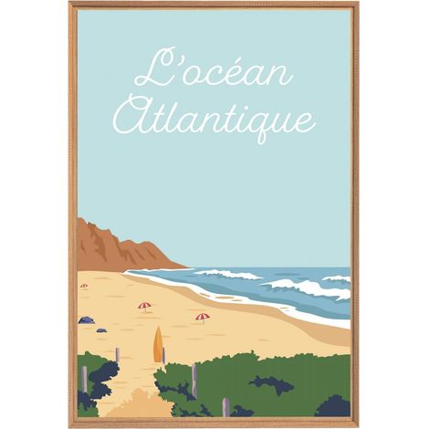 Tableau mural encadré océan atlantique 65x97 cm - Tableau Mural Décoratif - Image Encadrée Imprimée en HD - Impression 65x97 cm sur Fibres de Bois FSC - Finition Mate - Fabriqué en France (1/5)
