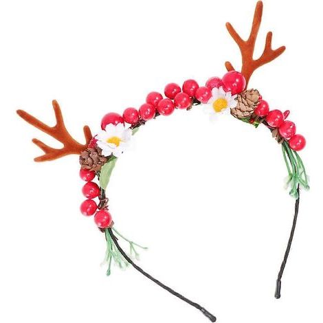 serre-tête renne, serre-tête de Noël en bois de renne, décoration rouge (1/5)