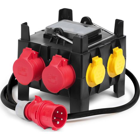 Trotec – Coffret de chantier mobile IP44 – 3 prises de sécurité – 16A 230V – Pour chantiers humides et extérieurs – Protection contre les projections d'eau