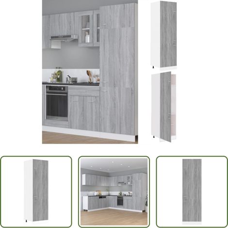Küchenmöbel - Kühlumbauschrank Lyon Grau Sonoma 60x57x207 cm Holzwerkstoff (1/5)