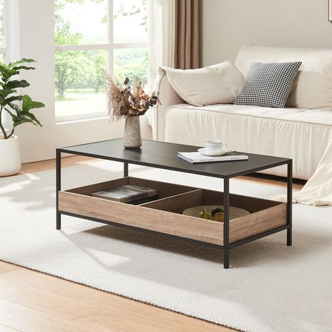 Couchtisch Belana 100x48x39 cm Schwarz/Eicheoptik [en.casa]