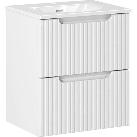 Waschtisch 50cm mit Keramikwaschbecken, weiß, NEWPORT-56-WHITE (1/5)
