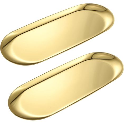 Dieses 2er-Pack ovaler, goldfarbener Edelstahltabletts eignet sich perfekt für Couchtische, Wohnzimmer und Badezimmer. Es kann auch als Schminktisch- und Schmucktablett verwendet werden. Die Maße betr