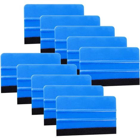 10Pcs Raclettes en Plastique avec Bord en Feutre, Universle Raclette en Feutre pour Vinyle, Outils de Teinture de Fenêtre, Automobiles Outil D'application de Grattoir Graphique(Bleu) (1/5)