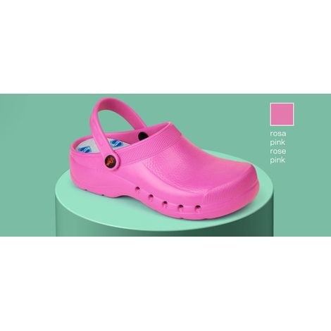 Zueco para sanidad y hostelería con tratamiento virucida y antibacterias unicolor DIAN EVA 41 Rosa