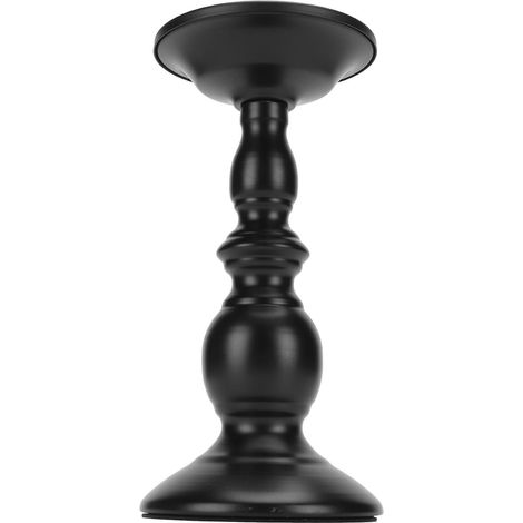 Bougeoir pilier en métal noir poli, antirouille, avec base antidérapante, idéal pour la décoration intérieure. (1/5)
