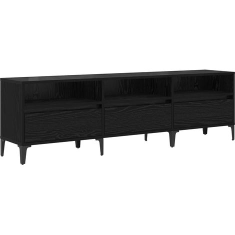 vidaXL  TV Cabinet  Black Oak 150 x 30 x 45 cm Engineered Wood and Iron