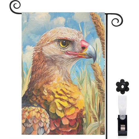 Drapeau de jardin Bienvenue en tissu polyester durable 45 x 30 cm facile à installer entrée et porche (1/5)