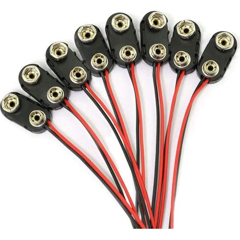 100 connecteurs pour piles 9V, type I, pince mâle, 150 mm (1/5)